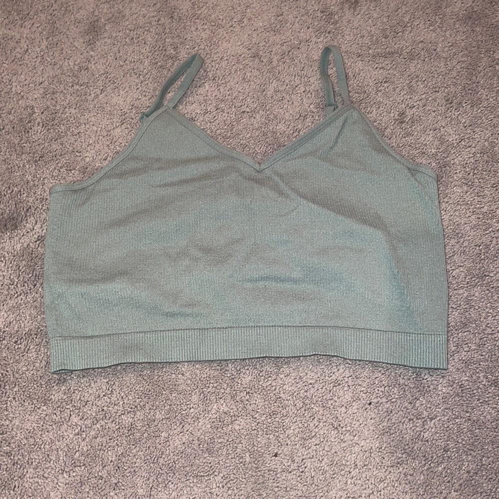 Green Ribbed Tank Top